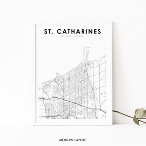 St. Catharines Ontario carte impression, ON Canada carte Art affiche, ville rue route carte impression, pépinière chambre mur bureau décor, carte imprimable