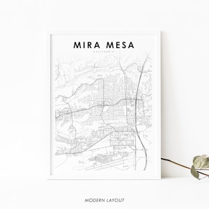 Mira Mesa CA carte impression, Californie USA carte Art affiche, San Diego, ville rue route carte impression, pépinière chambre mur bureau Decor, carte imprimable