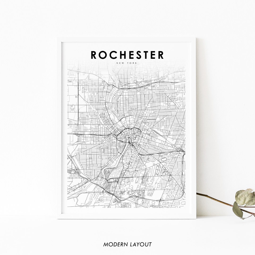 Downtown Rochester NY Map Print, New York USA Map Art Poster, City