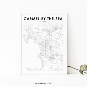Carmel-by-the-Sea CA Karte Druck, Kalifornien USA Karte Kunst Poster, Stadt Straße Straße Karte Druck, Kinderzimmer Wand Büro Dekor, druckbare Karte