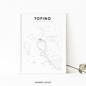 Impresión de mapas de Tofino BC, cartel de arte de mapas de Columbia Británica de Canadá, impresión de mapas de calles de la ciudad, decoración de la oficina de la pared de la guardería, mapa imprimible