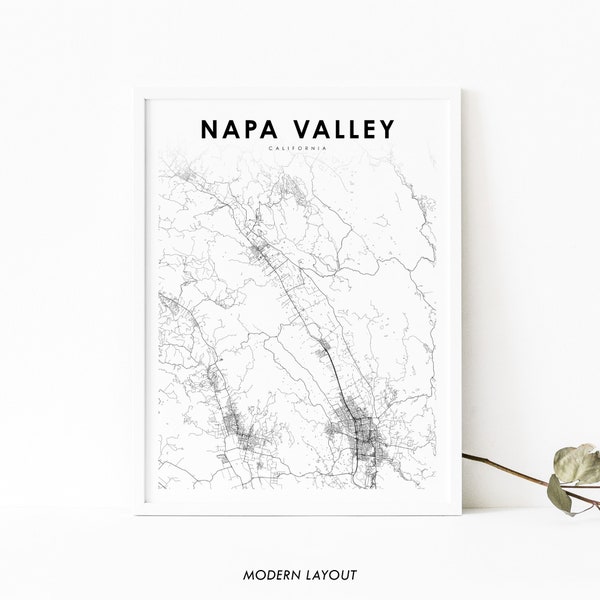 Napa Valley CA Map Print, California USA Map Art Poster, Bay Area, City Street Road Map Print, Nursery Room Office Wall Decor, Printable Map