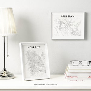 Custom Map, City Map Print, Custom Map Poster, Any City, Any Town, Personalized Map Print, Printable Wall Art, Minimalist, Printable Map image 1