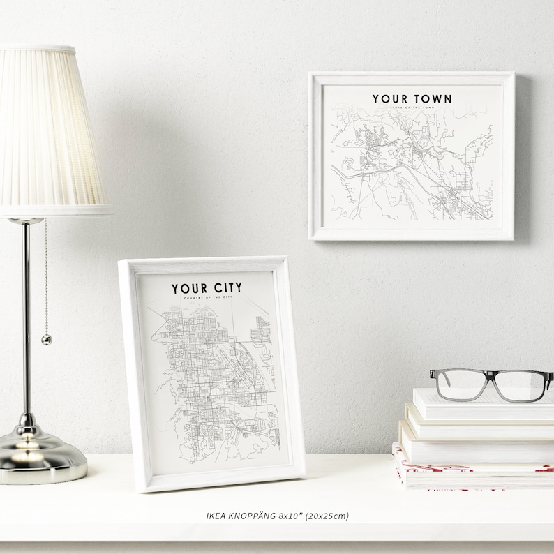 Custom Map, City Map Print, Custom Map Poster, Any City, Any Town, Personalized Map Print, Printable Wall Art, Minimalist, Printable Map image 1