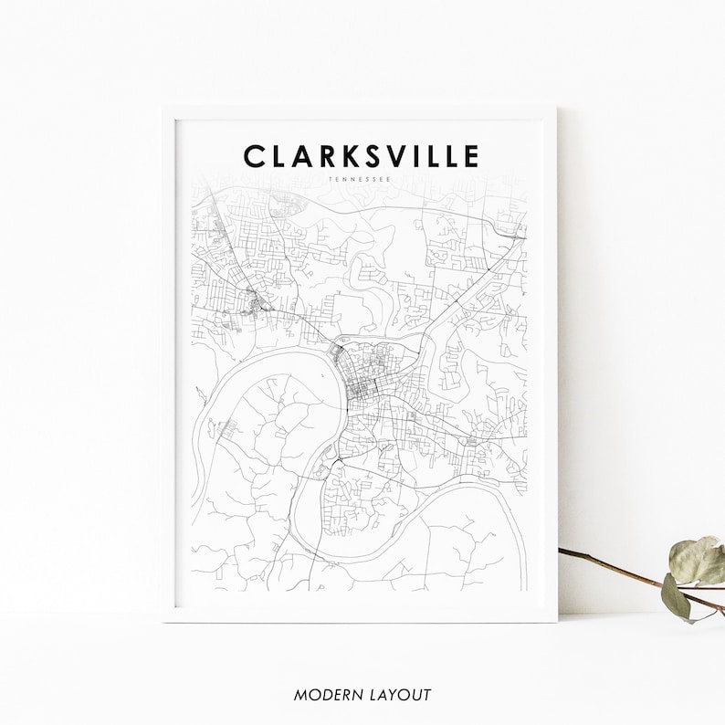 Clarksville TN Map Print Tennessee USA Map Art Poster City - Etsy