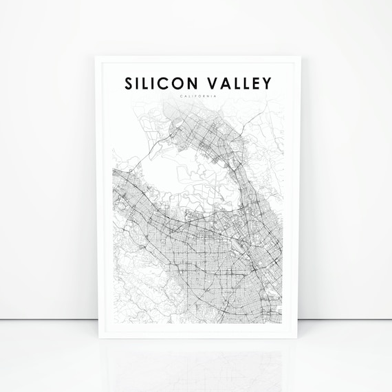 SILICON VALLEY MAP Poster Wall Art Home Photo Print 24x36 inches 1