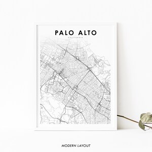 Palo Alto CA kaart afdrukken, Californië USA kaart Art Poster, City Road Street kaart afdrukken, kinderkamer muur Office Decor, afdrukbare kaart