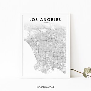 ロサンゼルス CA マッププリント、カリフォルニア州 USA マップアートポスター、LA 郡市街道路マッププリント、保育室の壁オフィス装飾、印刷可能なマップ