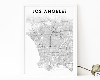 Los Angeles CA Map Print, California USA Map Art Poster, LA County City Street Road Map Print, Nursery Room Wall Office Decor, Printable Map