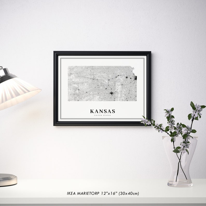Kansas Map Print State Road Map Print KS USA United States | Etsy