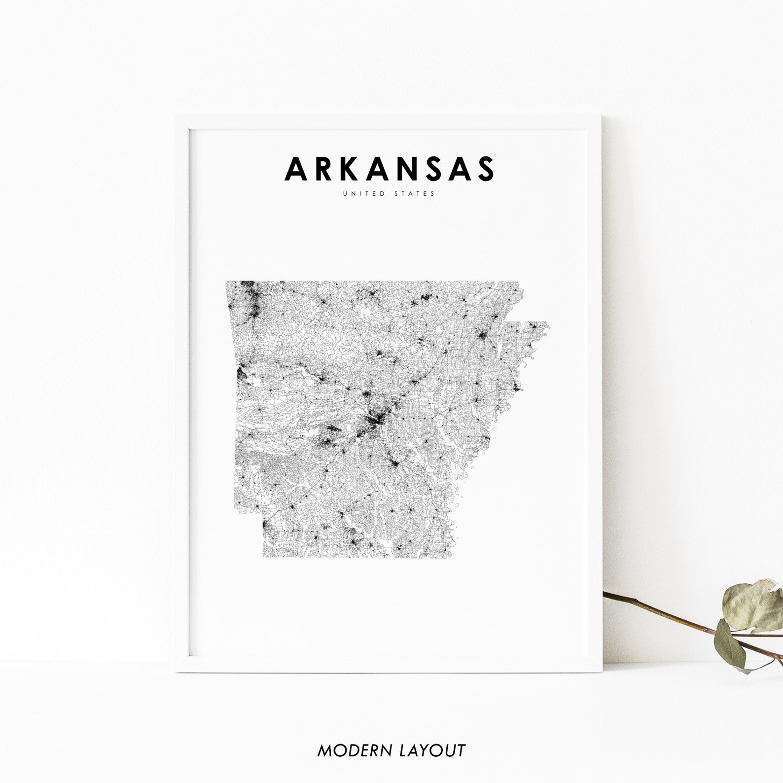 Arkansas Map Print State Road Map Print AR USA United States - Etsy