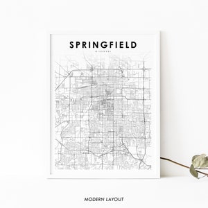 Springfield MO Map Print, Missouri USA Map Art Poster, City Street Road Map Print, Nursery Room Wall Office Decor, Printable Map