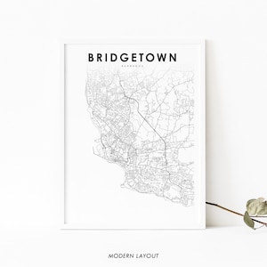 Bridgetown Barbados Karte Drucken, Karte Kunst Poster, St. Michael, Stadt Straße Straße Karte Druck, Kinderzimmer Wand Büro Dekor, druckbare Karte