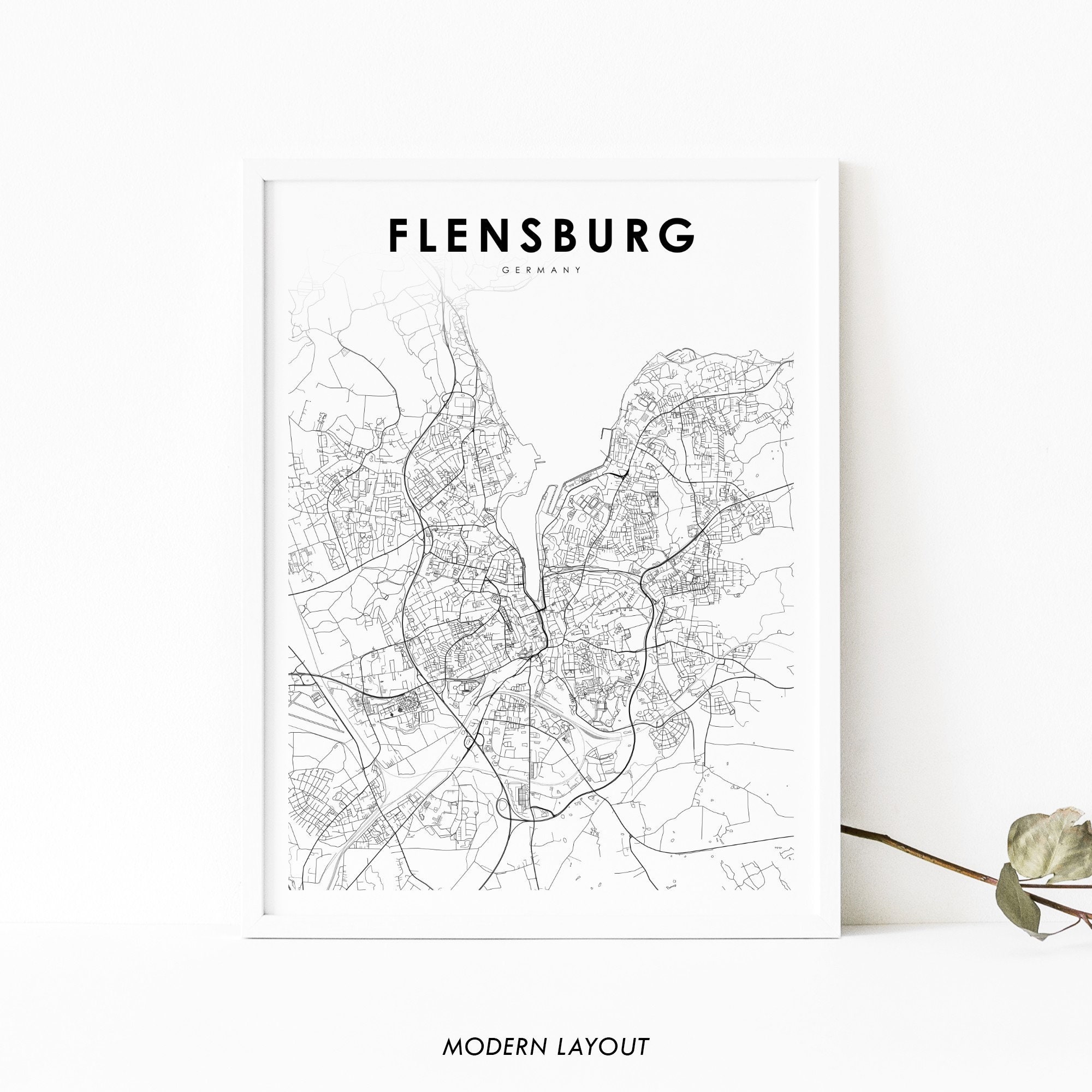 Flensburg Germany Map Print Map Art Poster Etsy