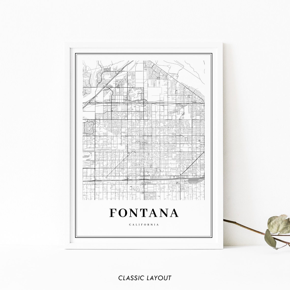 Fontana CA Map Print California USA Map Art Poster Rialto | Etsy
