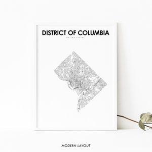 District of Columbia kaart afdrukken, State Road Map afdrukken, DC USA Verenigde Staten kaart Art Poster, kinderkamer muur Office Decor, afdrukbare kaart