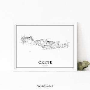 Crete Greece Map Print, Road Map Art Poster, Κρήτη Kríti Krḗtē Greek, Crete Island Map Art, Nursery Room Wall Office Decor, Printable Map image 2