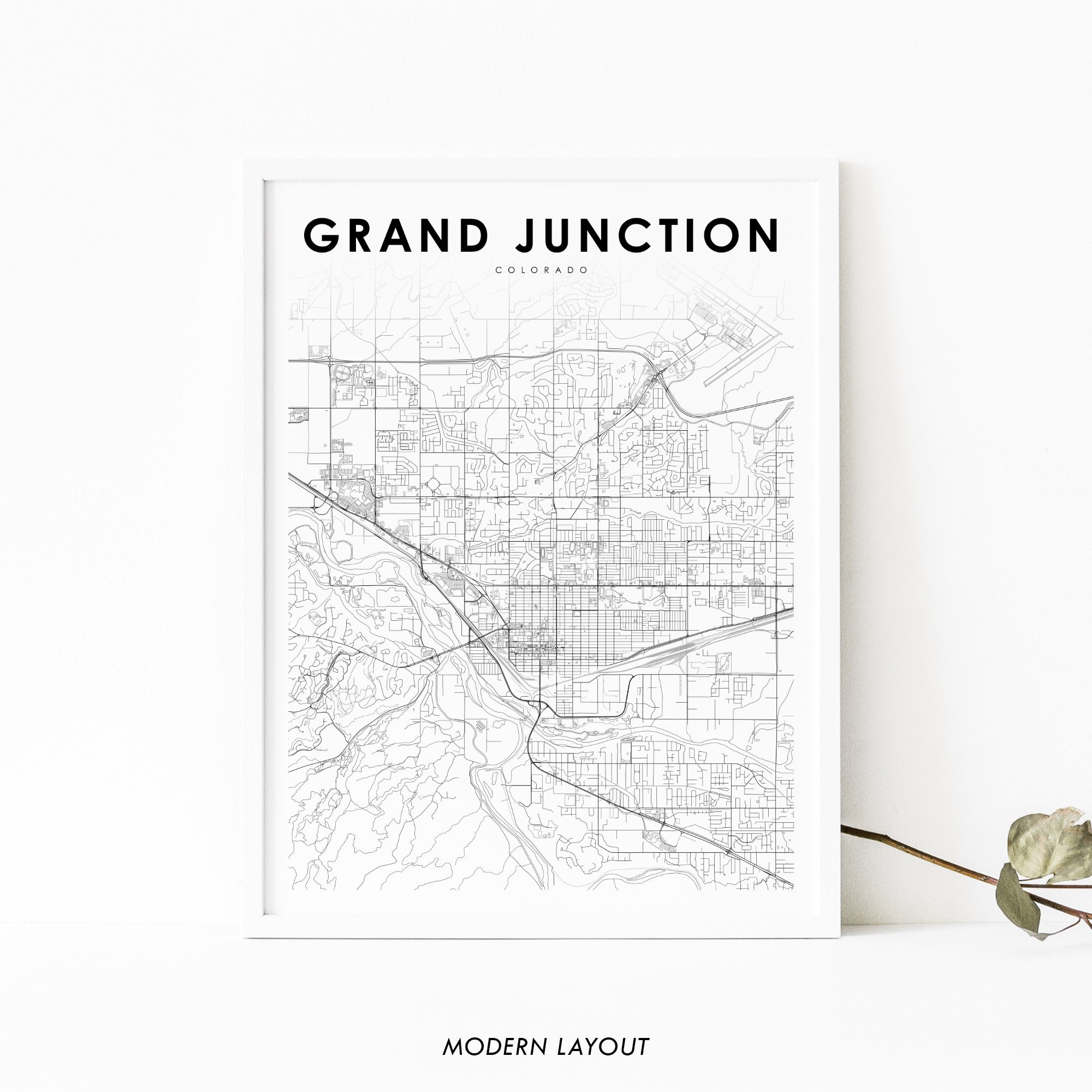 Grand Junction CO Map Print Colorado USA Map Art Poster Mesa | Etsy