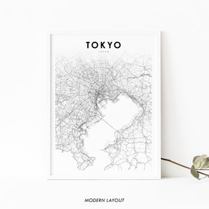 Tokyo Bay Japan Karte Print, Karte Kunst Poster, 東京 東京湾 日本 Kanto, Stadt Straße Road Map Print, Kinderzimmer Wand Büro Dekor, druckbare Karte