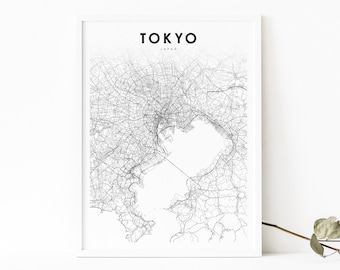 Impresión de mapas de Japón de la Bahía de Tokio, Cartel de arte de mapas, 東京 東京湾 日本 Kanto, Impresión de mapas de carreteras de la calle de la ciudad, Decoración de la oficina de la pared de la guardería, Mapa imprimible