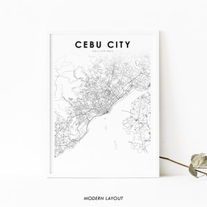 Impressão de mapa da cidade de Cebu Filipinas, pôster de arte de mapa, Dakbayan sa Sugbu, impressão de mapa de ruas da cidade, decoração de parede de quarto de berçário, mapa para impressão