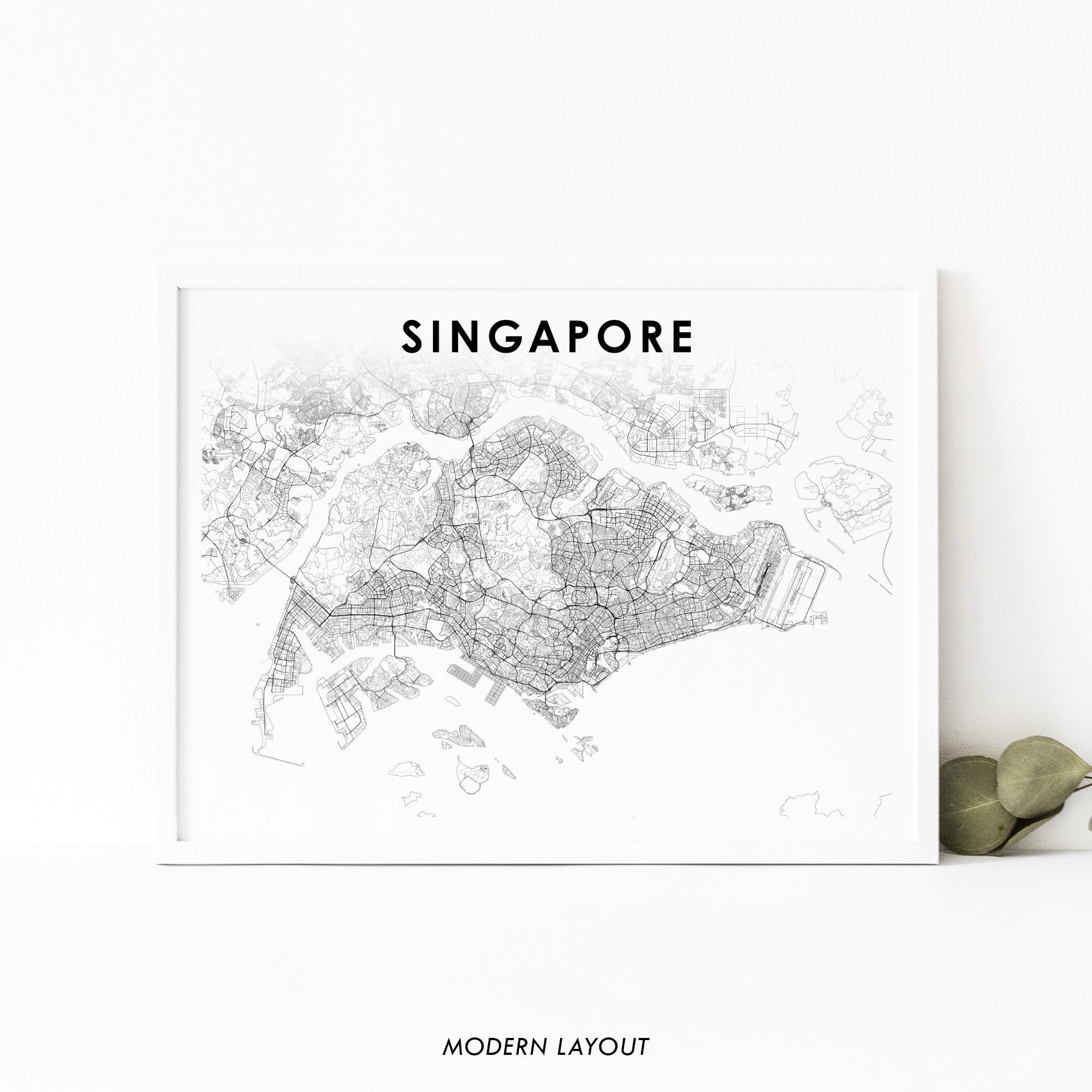 Singapore Map Print Singapore Map Art Poster Malay Malaysia Etsy