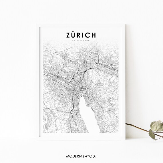 Digital Prints Zurich map print Zurich map poster Zurich map map of