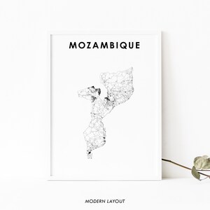 Mozambique kaart afdrukken, land routekaart kunst poster, Moçambique Maputo Afrika kaart kunst, kinderkamer muur kantoor decor, afdrukbare kaart