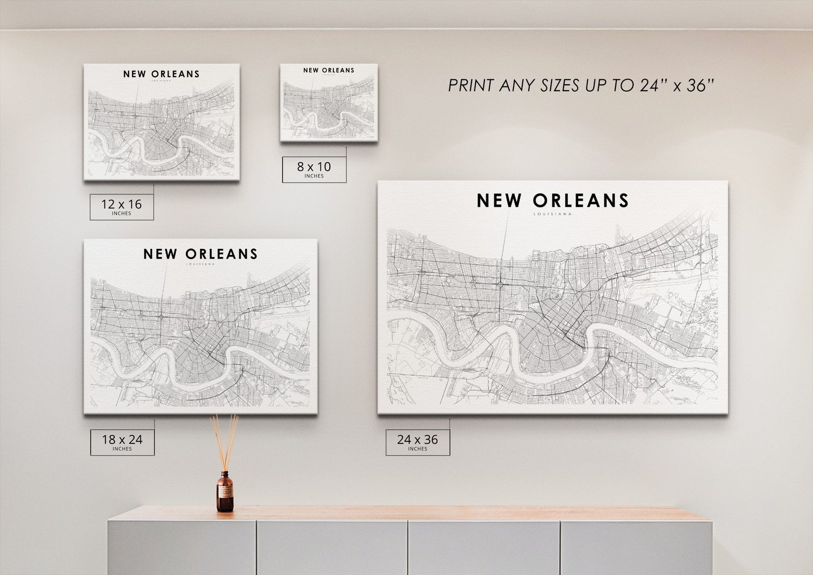 New Orleans LA Map Print Louisiana USA Map Art Poster City ...