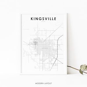 Kingsville TX Map Print, Texas USA Map Art Poster, Texas A&M University, City Street Road Map Print, Nursery Room Wall Office Decor