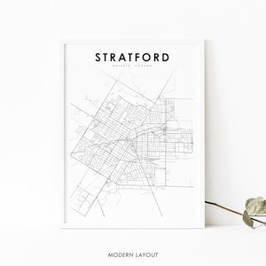 Stratford Ontario Map Print, ON Canada Map Art Poster, City Street Road Map Print, Nursery Room Wall Office Decor, Printable Map