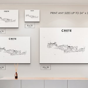 Crete Greece Map Print, Road Map Art Poster, Κρήτη Kríti Krḗtē Greek, Crete Island Map Art, Nursery Room Wall Office Decor, Printable Map image 5