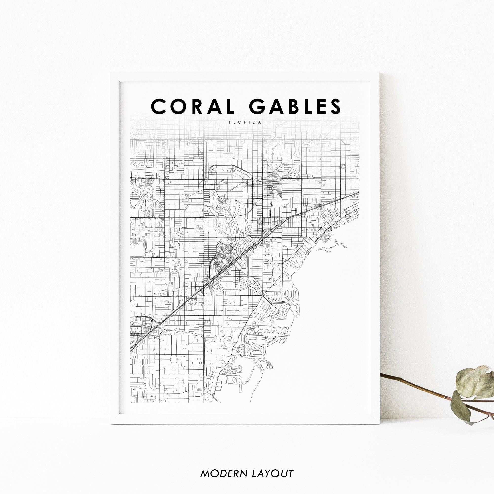 Coral Gables FL Map Print Florida - Il Fullxfull.2971513778 Ixkm 