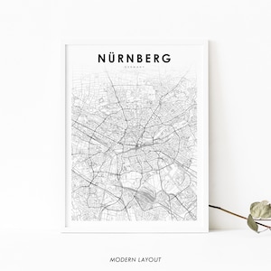Nuremberg Germany Map Print, Nürnberg Deutschland Map Art Poster, City Street Road Map Print, Nursery Room Wall Office Decor, Printable Map
