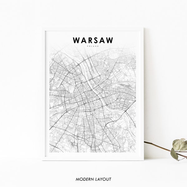 Warszawa Polska mapa Print, mapa plakat artystyczny, Warszawa Polska ulica miasta Road Map Print, wystrój biura ściennego pokoju dziecięcego, mapa do druku