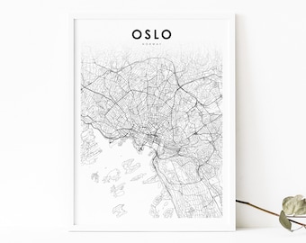Oslo Norway Map Print, Map Art Poster, City Street Road Map Print, Nursery Room Wall Office Decor, Printable Map