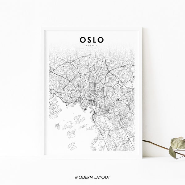 Oslo Norway Map Print, Map Art Poster, City Street Road Map Print, Nursery Room Wall Office Decor, Printable Map