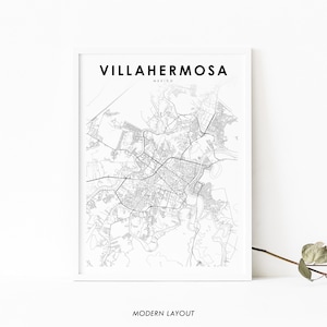 Villahermosa Mexico Map Print, Tabasco México Map Art Poster, City Street Road Map Print, Nursery Room Office Wall Decor Printable Map