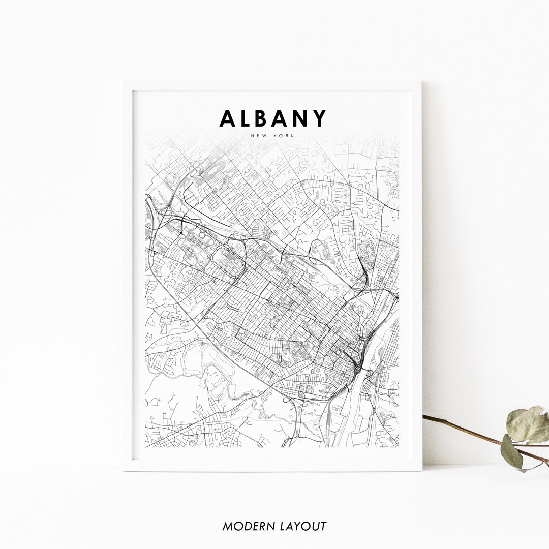 Albany NY Map Print, New York USA Map Art Poster, City Street Road Map Print, Nursery Room Wall ...