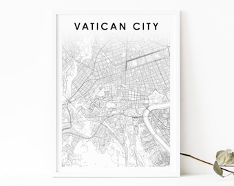 Impresión de mapas de la Ciudad del Vaticano, cartel de arte del mapa de Italia, Italia, impresión de mapas de carreteras de la calle de la ciudad, decoración de la oficina de la pared de la guardería, mapa imprimible