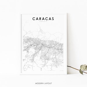 Impressão de mapa de Caracas Venezuela, pôster de arte de mapa, Santiago de León, impressão de mapa de estradas da cidade, decoração de parede de quarto de berçário, mapa para impressão