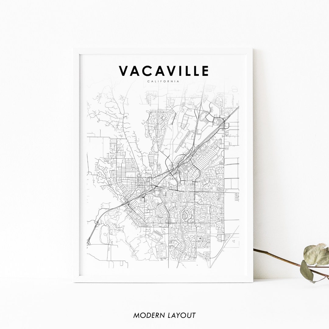 Vacaville CA Karte Print Kalifornien USA Karte Kunst Poster Etsy.de