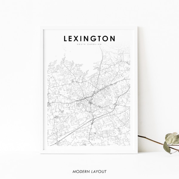 Lexington SC Map Print, South Carolina USA Map Art Poster, City Street Road Map Print, Nursery Room Wall Office Decor, Minimalist, Printable