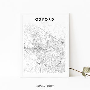 Oxford England Karte Druck, Vereinigtes Königreich UK Karte Kunst Poster, Stadt Straße Straßenkarte Druck, Kinderzimmer Wand Büro Dekor, druckbare Karte