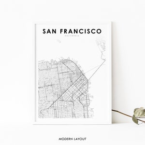 Downtown San Francisco CA Map Print, California USA Map Art Poster, Street Road Map Print, Nursery Room Wall Office Decor, Printable Map