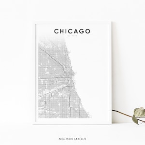 Chicago Area IL Map Print, Illinois USA Map Art Poster, City Street Road Map Print, Kinderkamer Wall Office Decor, Afdrukbare kaart