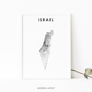 Impressão de mapa político de Israel, pôster de arte de mapa de estradas rurais, Jerusalém hebraica judaica, arte de mapa de país, decoração de parede de quarto de berçário, para impressão