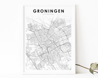 Groningen Netherlands Map Print, Map Art Poster, Eponymous, City Road Street Map Print, Nursery Room Wall Office Decor, Printable Map