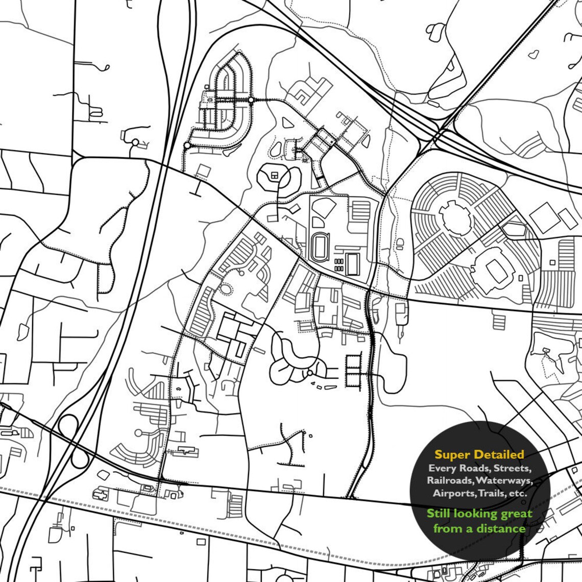 Cary NC Map Print North Carolina USA Map Art Poster Wake Etsy