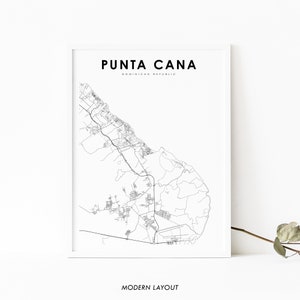 Impresión de mapas de Punta Cana República Dominicana, cartel de arte de mapas, impresión de mapas de carreteras de la calle de la ciudad, decoración de la oficina de la pared de la guardería, mapa imprimible